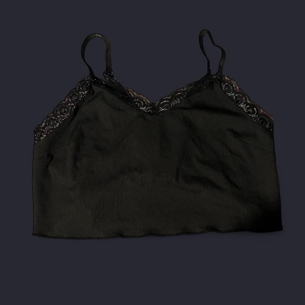 Black Lace Trim Cami Top